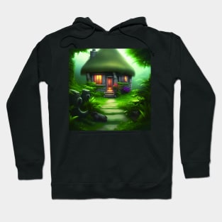 Fantasy Green House In a Greenery Scene, Fantasy Cottagecore artwork Hoodie